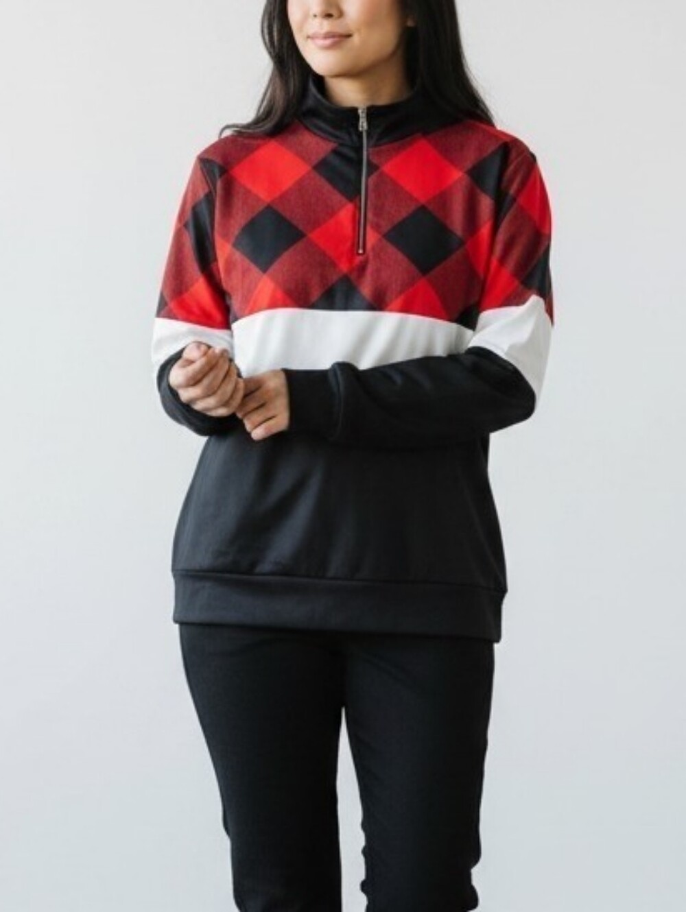 JUST FASHION NOW Oversized Buffalo Plaid Checkered Pullover sz. L